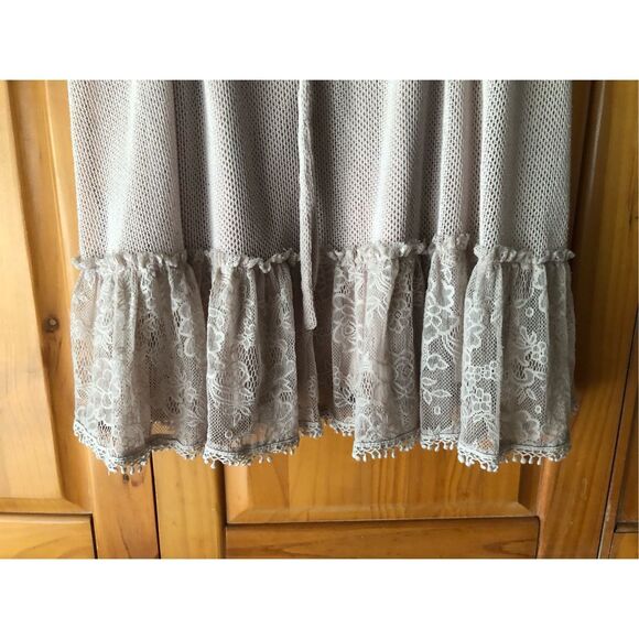 Altar’d State Dress Crochet Lace Taupe Peasant Boho Size S - Picture 6 of 11